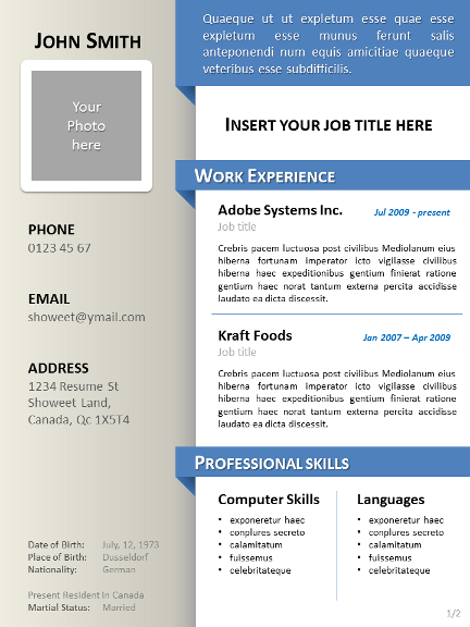 clean resume  cv template for powerpoint