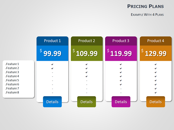pricing tables for powerpoint