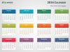 Colorful 2016 Calendar for PowerPoint - Week Starts from Sunday - Light background