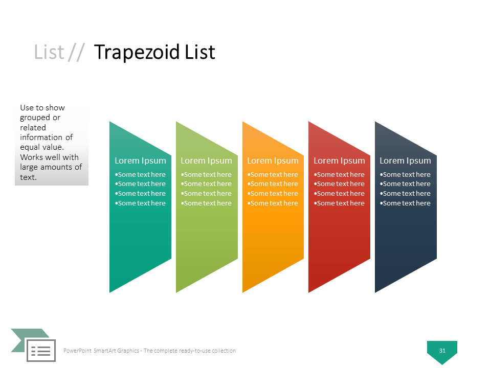 031 PowerPoint SmartArt Trapezoid List