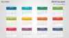 Colorful 2016 Calendar for PowerPoint - Week Starts from Monday - Light background (Widescreen)