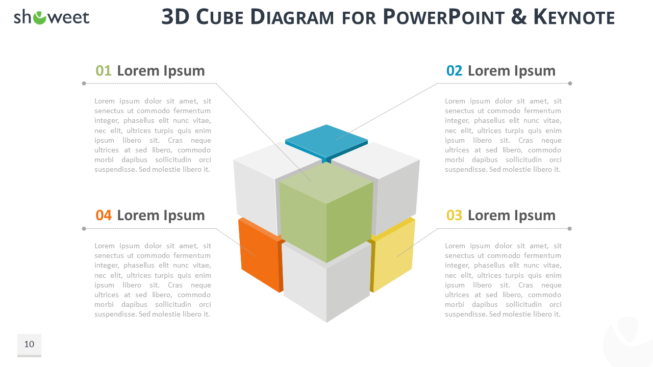 10 3D Cube Diagram Infographics PowerPoint Keynote 16 9