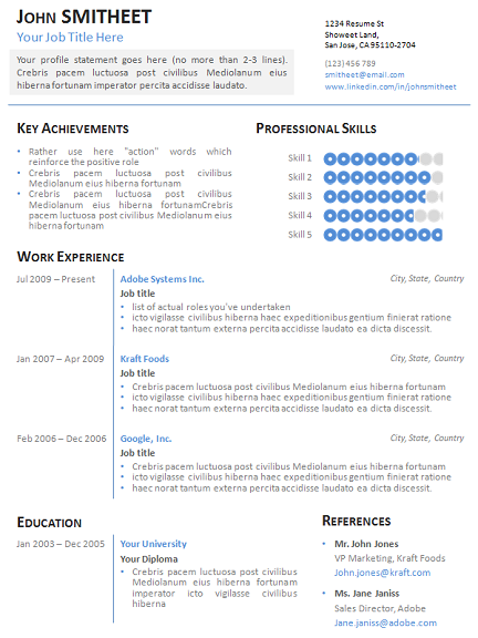One Page Cv Template from www.showeet.com