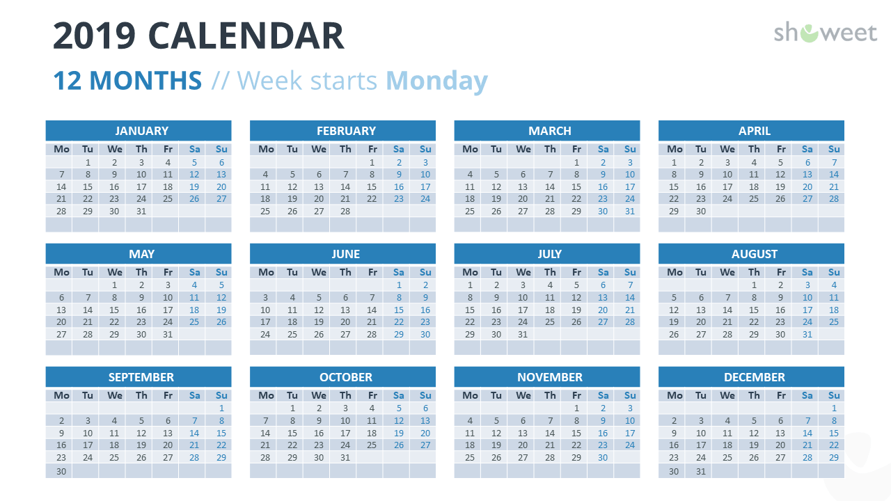 2019 calendar powerpoint templates calendar template powerpoint