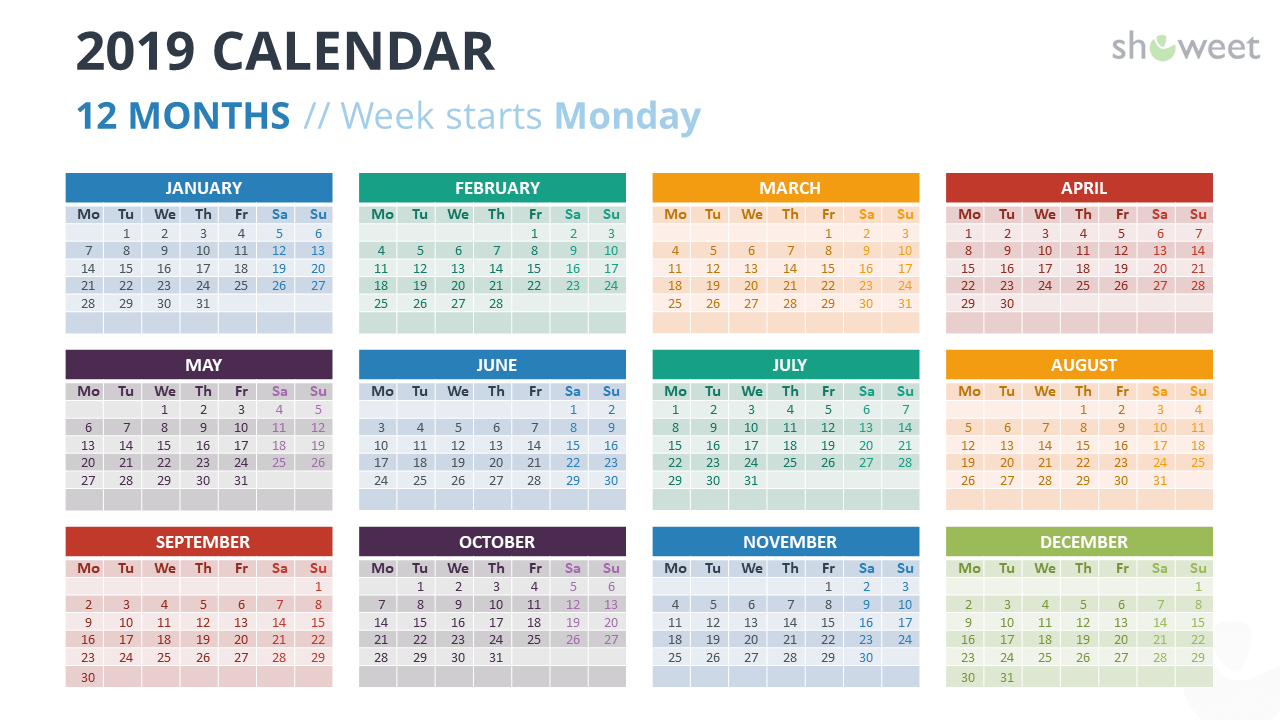 2019 calendar powerpoint templates powerpoint 2020 calendar