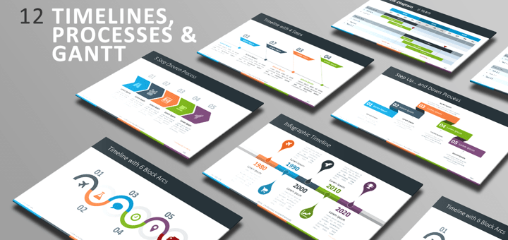 Free PowerPoint Template - Timelines, Processes and Gantt