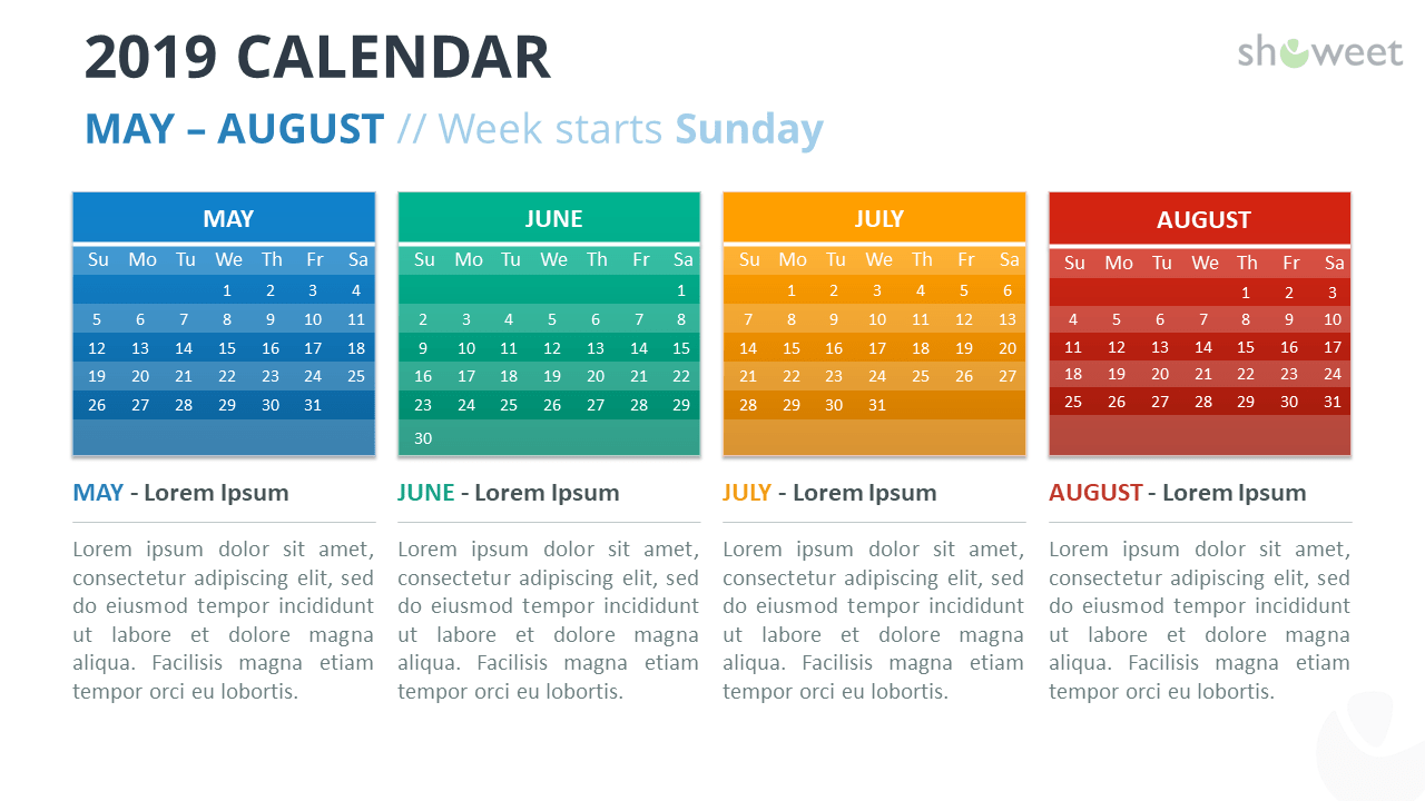 2019 Calendar PowerPoint Templates