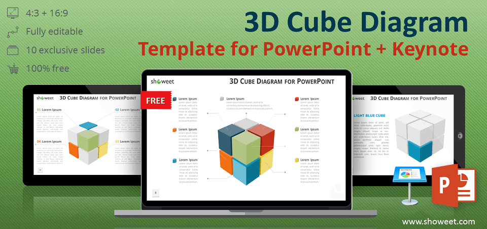 Free 3D cube diagram for PowerPoint and Keynote