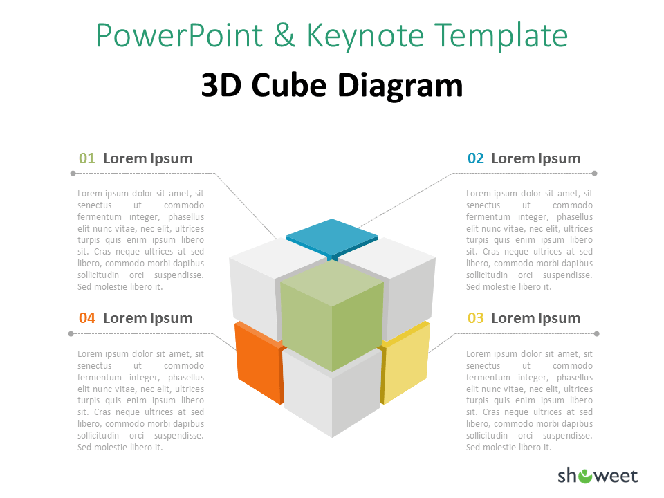 Diagrama de un cubo 3D para su información de infografía