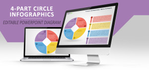 Infografía Circular con 4 Partes para PowerPoint