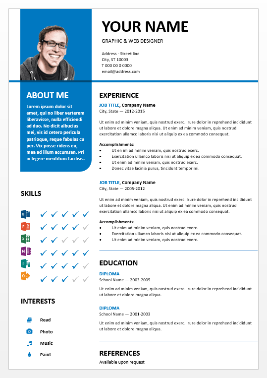 Bayview clean 2-column free PowerPoint resume template