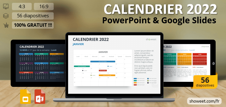 Calendrier 2022 pour PowerPoint et Google Slides