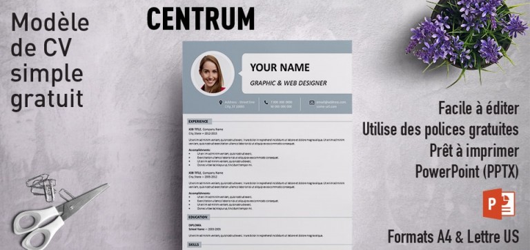 Centrum Modèle Simple de CV PowerPoint