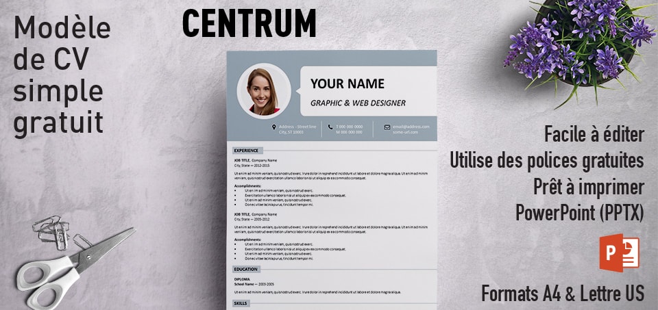 Centrum Modèle Simple de CV PowerPoint