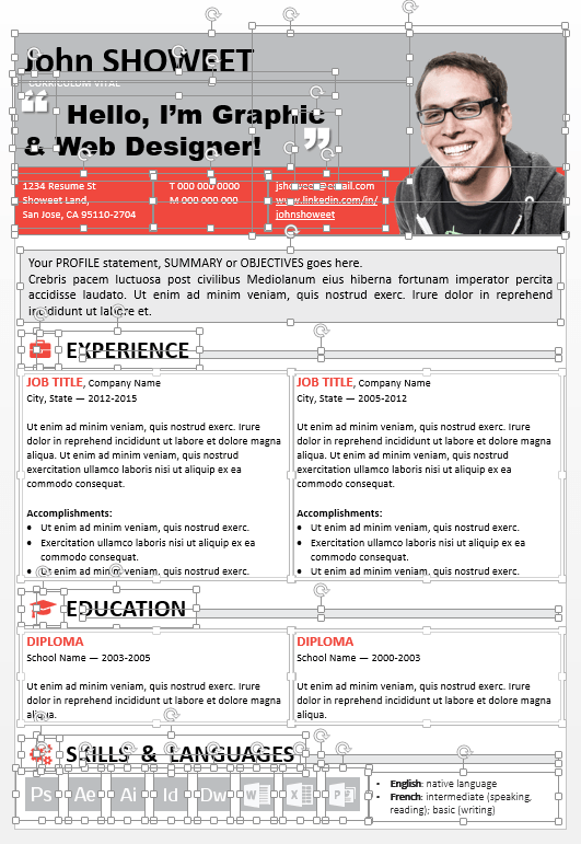 Fully editable free resume template for PowerPoint