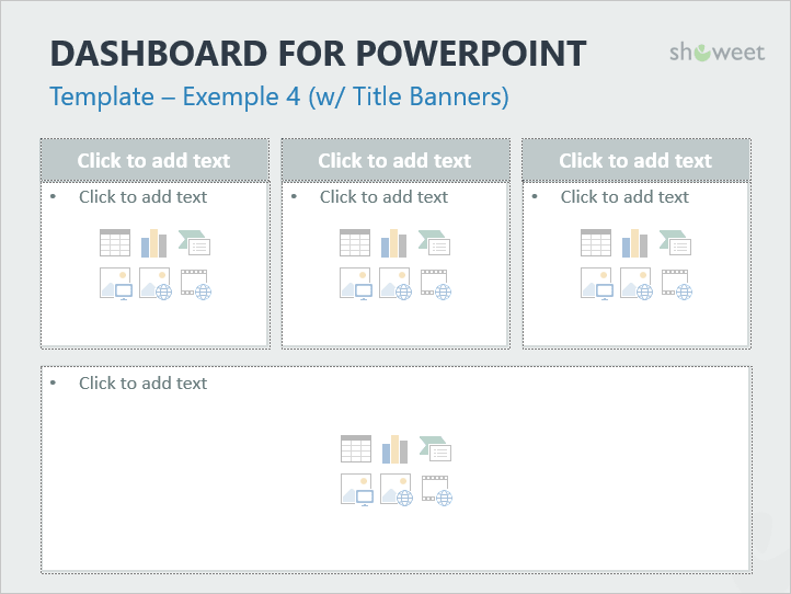 Tableaux de Bord - Modèles pour PowerPoint avec emplacements spécifiques