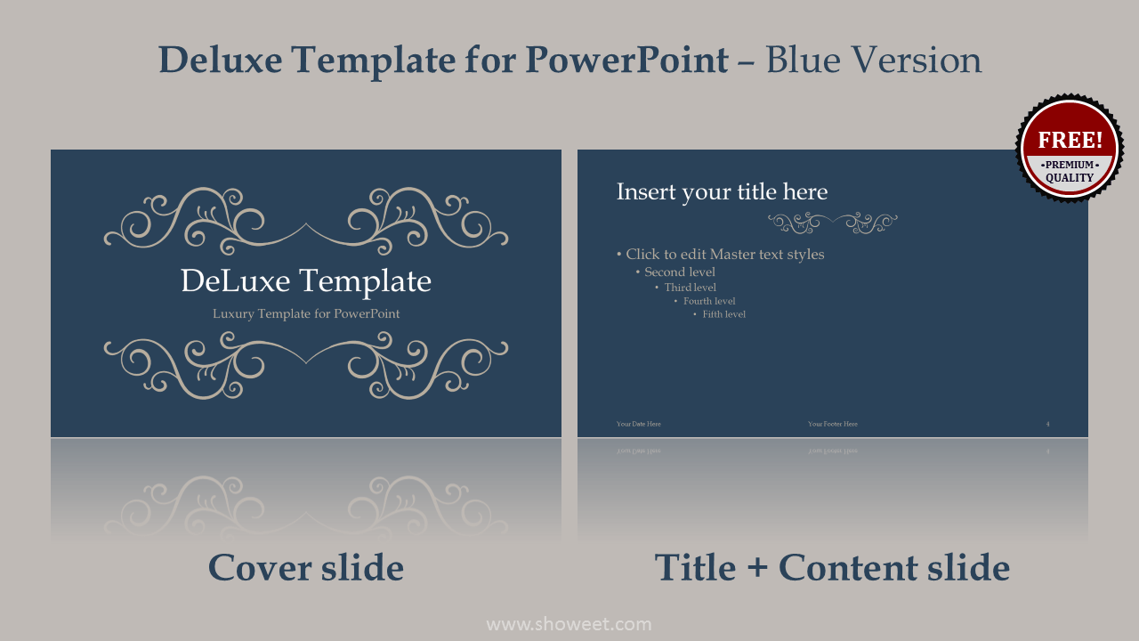 DeLuxe Free Luxury PowerPoint Template - Blue layout