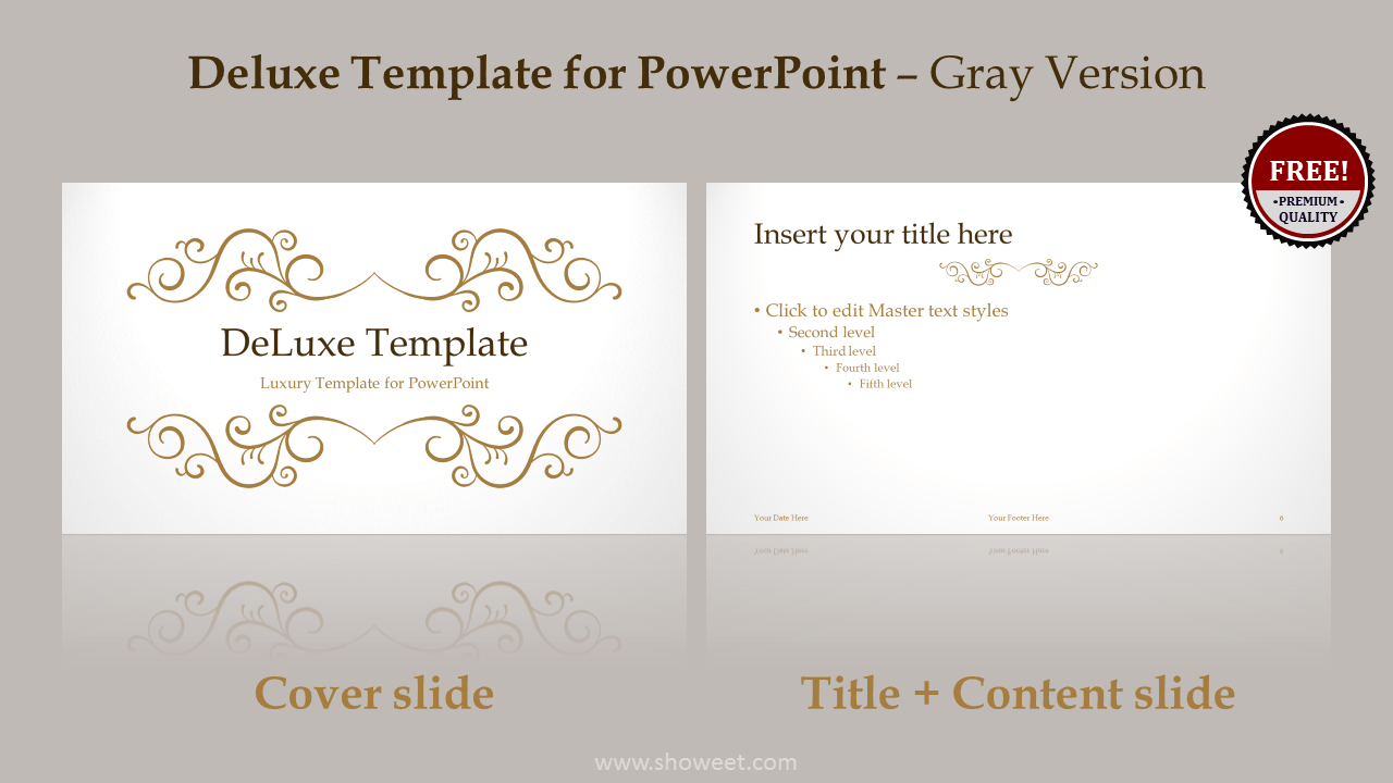 DeLuxe Free Luxury PowerPoint Template - Gray layout