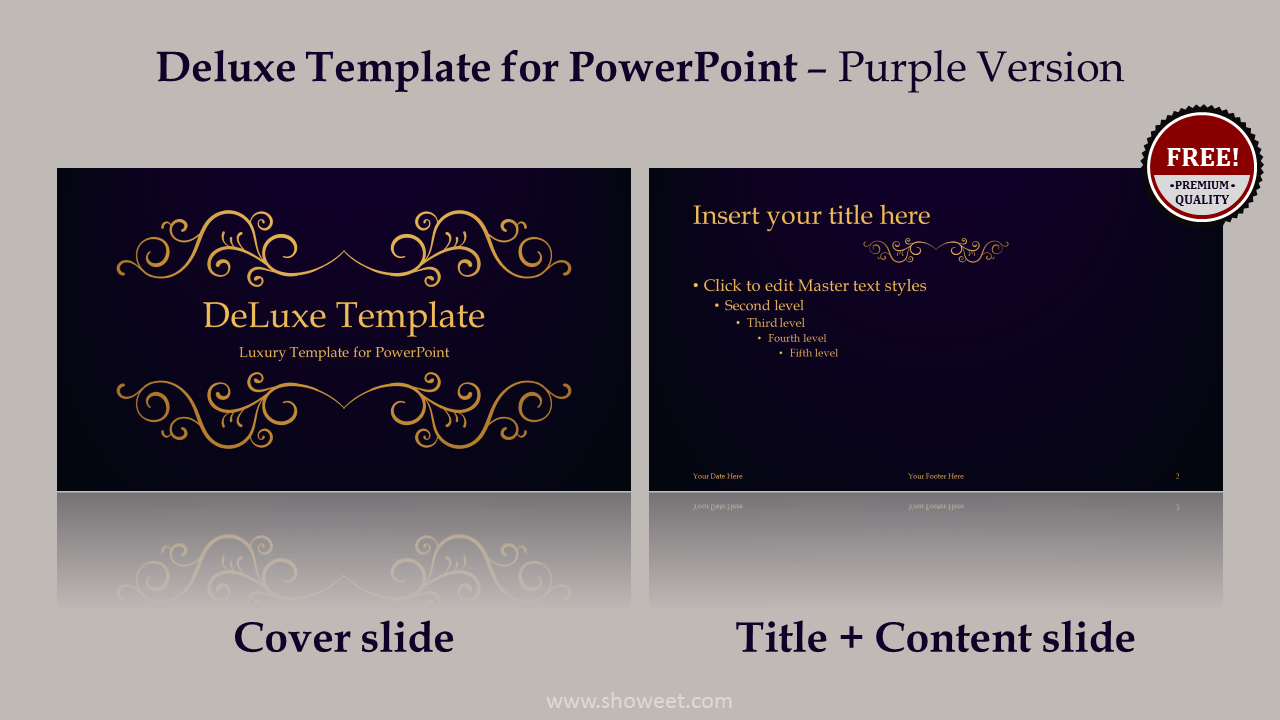 DeLuxe Free Luxury PowerPoint Template - Purple layout