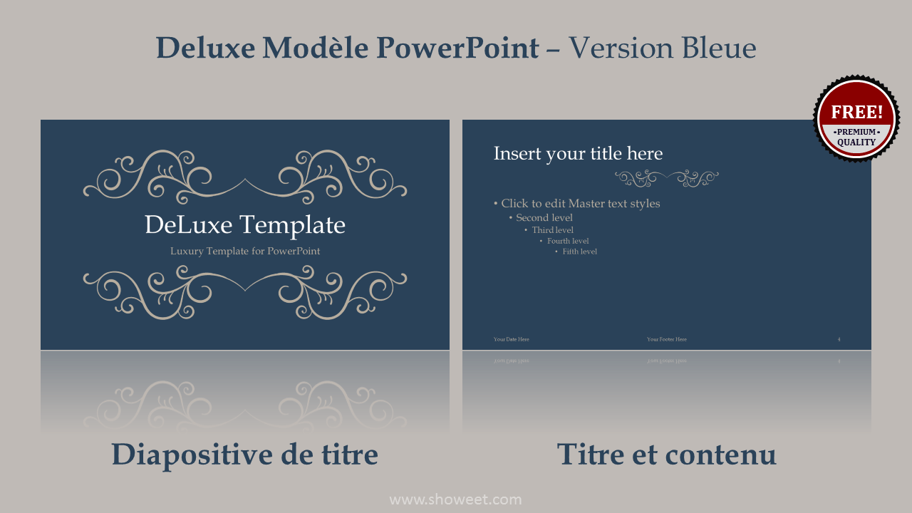 DeLuxe - Modèle Gratuit Prestige PowerPoint - Bleu
