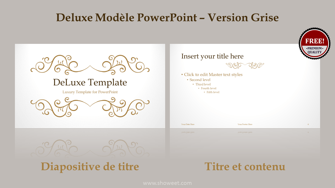 DeLuxe - Modèle Gratuit Prestige PowerPoint - Gris