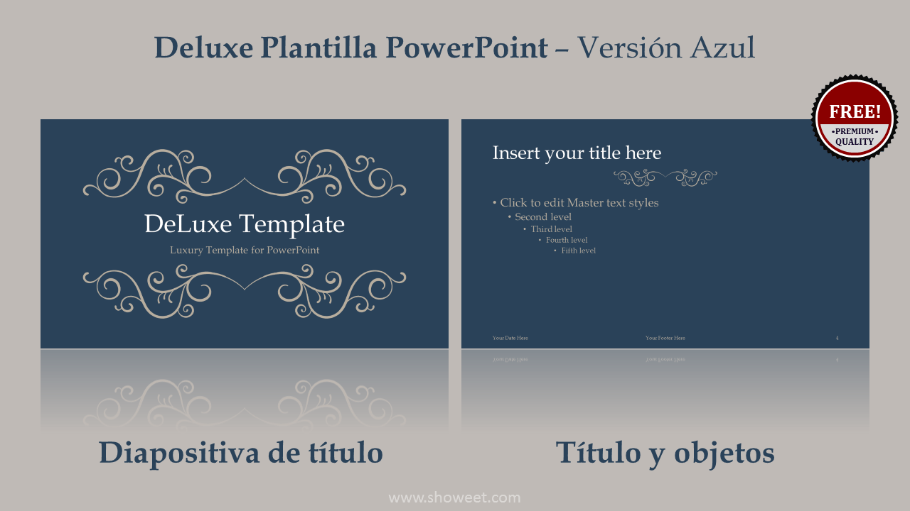 DeLuxe Plantilla Gratis y de Prestigio PowerPoint de Color Azul