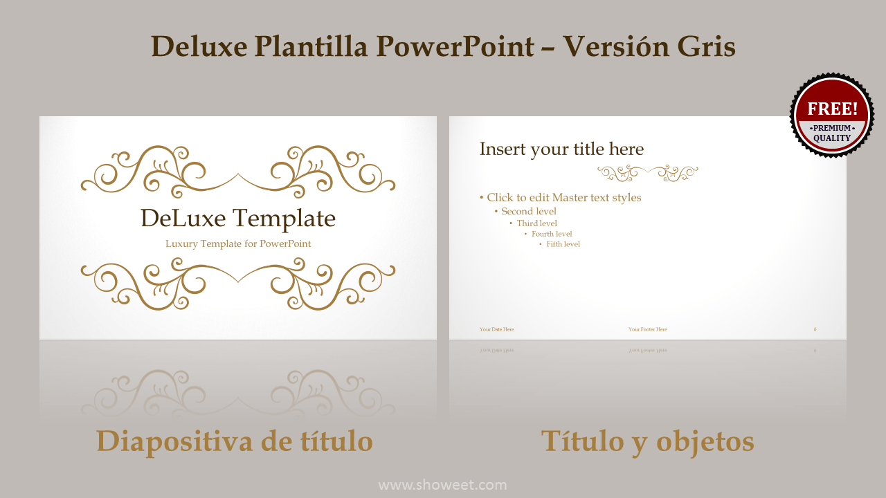 DeLuxe Plantilla Gratis y de Prestigio PowerPoint de Color Gris