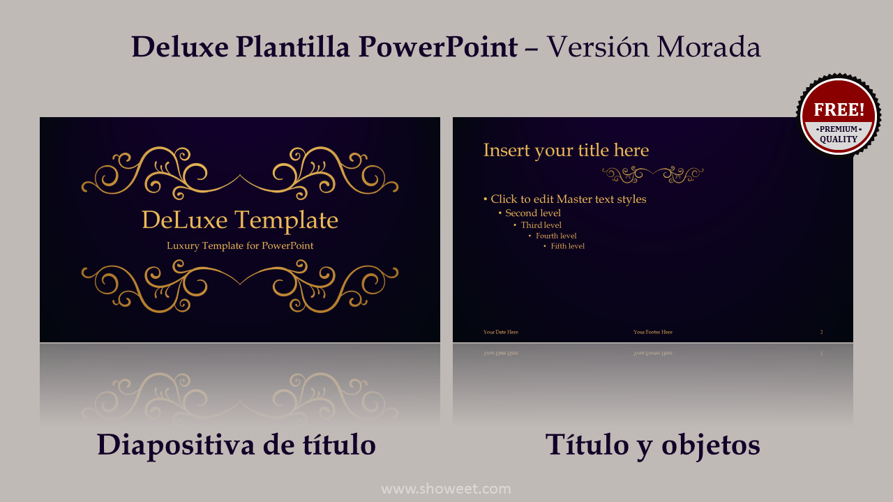 DeLuxe Plantilla Gratis y de Prestigio PowerPoint de Color Morado