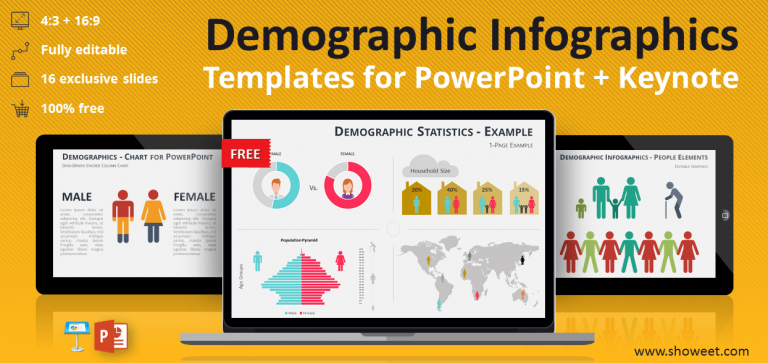 Free collection of demographic infographic elements for PowerPoint and Keynote