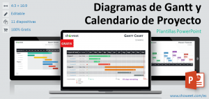 Diagramas de Gantt y Calendario de Proyecto para PowerPoint