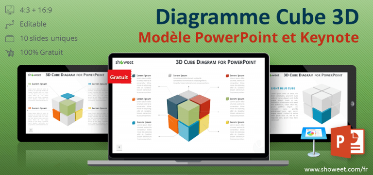 Diagramme gratuit de cube en 3D pour PowerPoint et Keynote