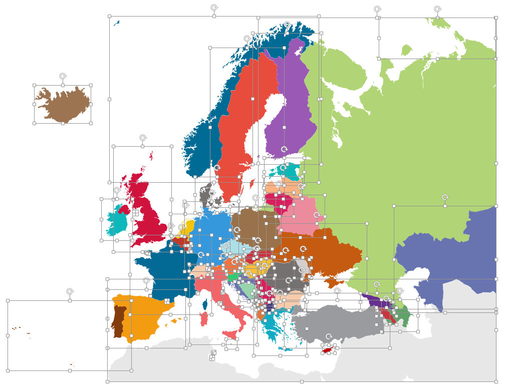 pays de l'Europe sont complétement éditables