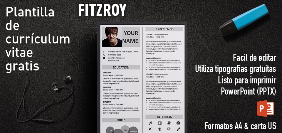 Fitzroy Plantilla Curriculum Vitae PowerPoint