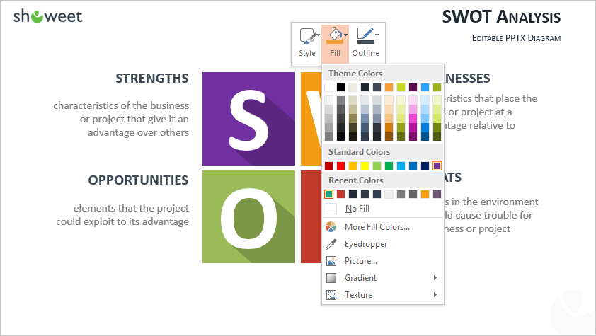 Grafico PowerPoint - seleccione el color de su elección