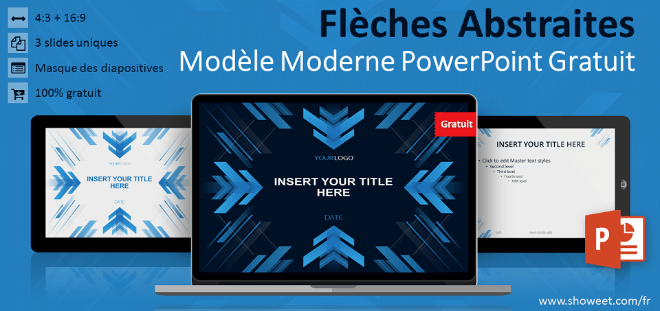 Modèle gratuit pour PowerPoint avec flèches abstraites