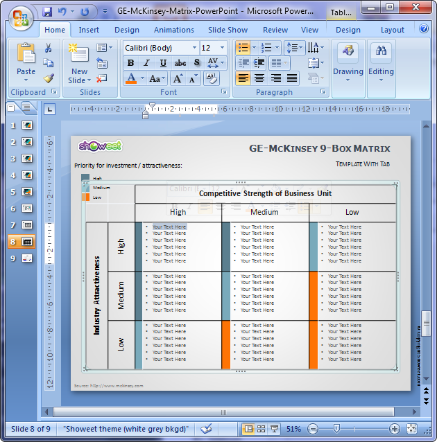 Matrices GE/McKinsey gratis PowerPoint