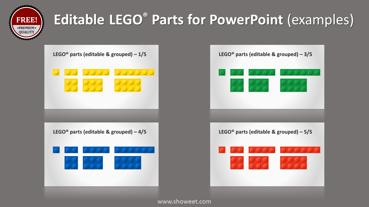 Free Lego PowerPoint Template includes the editable Parts / bricks