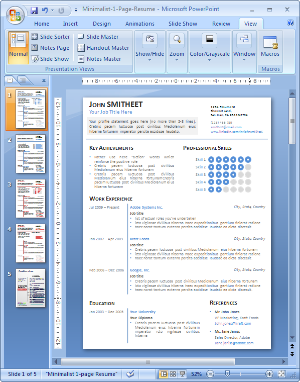 1 Page Resume Template from www.showeet.com