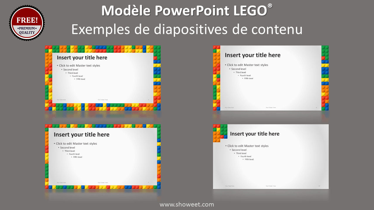 Modèle PowerPoint LEGO avec diapositives de contenu