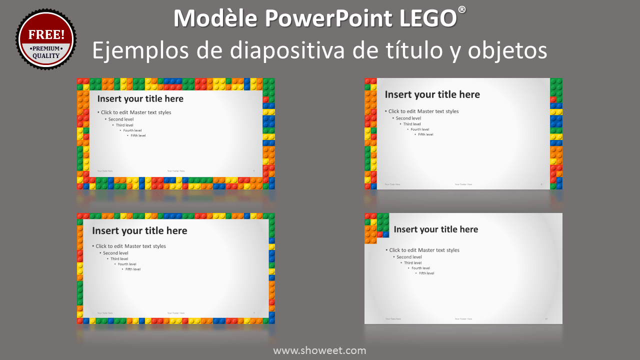 Plantilla Gratis PowerPoint Lego con diapositivas de título y objetos