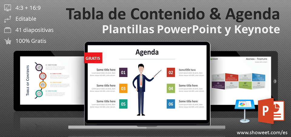 Colección gratuita de tabla de contenido y plantillas del programa tipo agenda para PowerPoint y Keynote