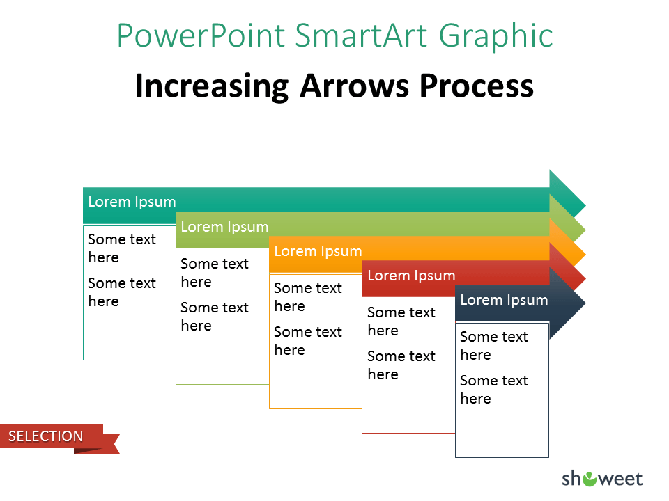 SmarArt PowerPoint Graphique Processus croissant à flèches