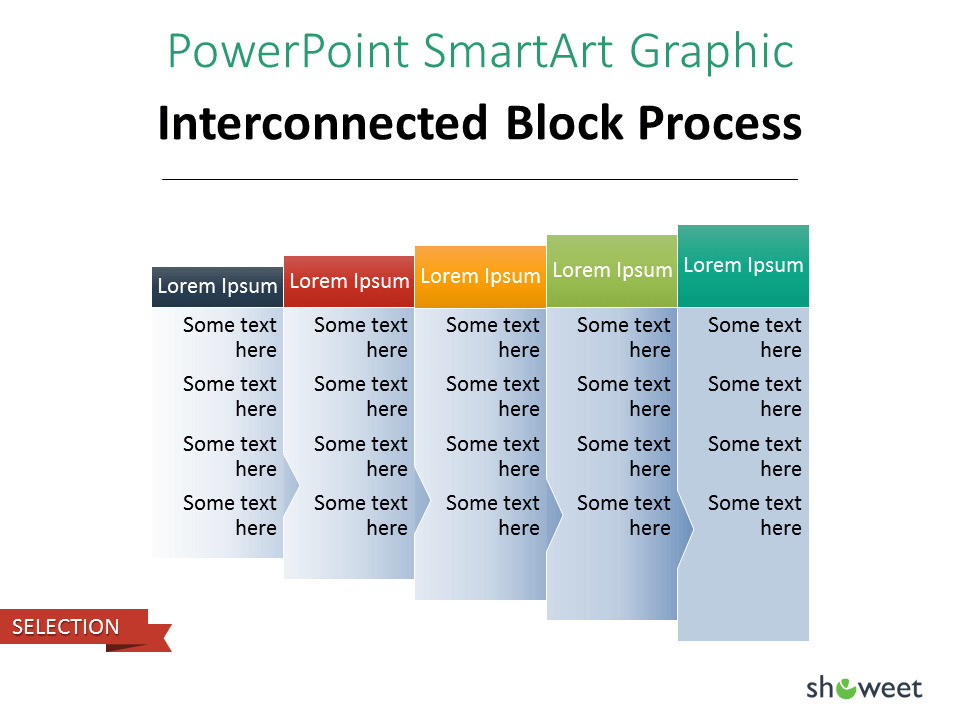 SmarArt PowerPoint Graphique Processus avec blocs interconnectés
