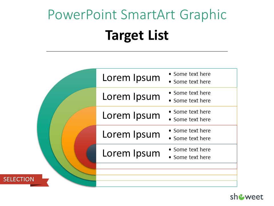 SmarArt PowerPoint Graphique Liste ciblée