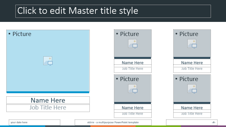 PowerPoint template built with ready-to-use image placeholders - Drag and Drop ready