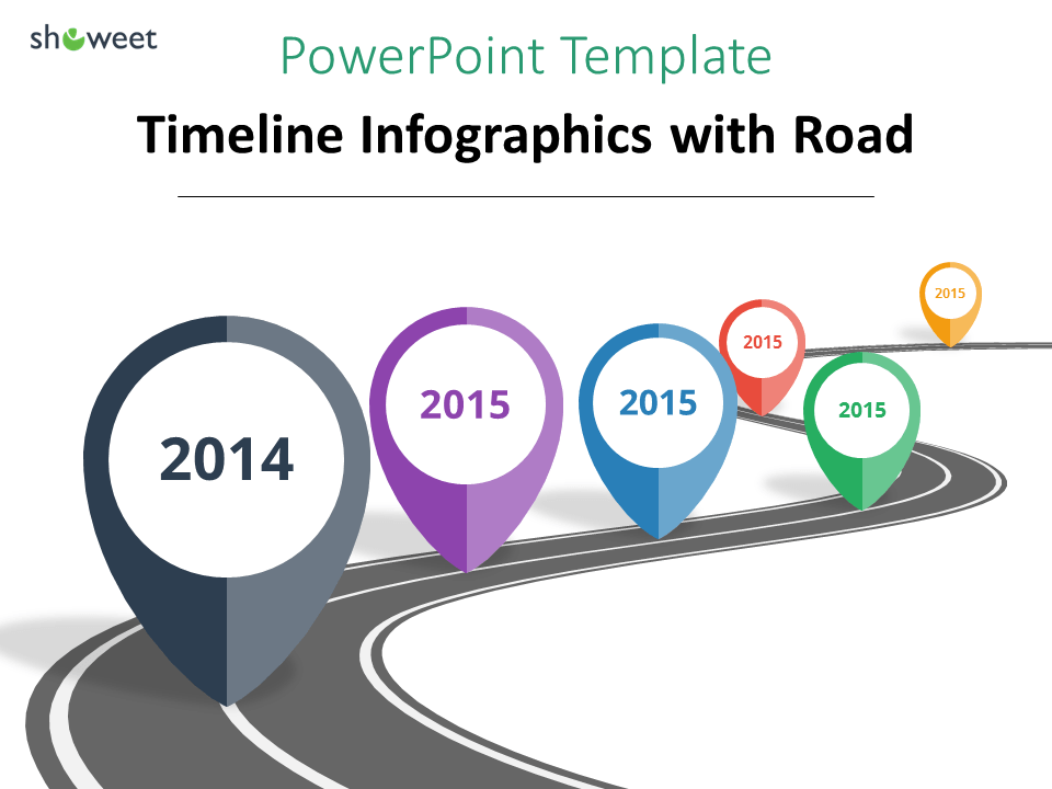 Example of PowerPoint Timeline using road element