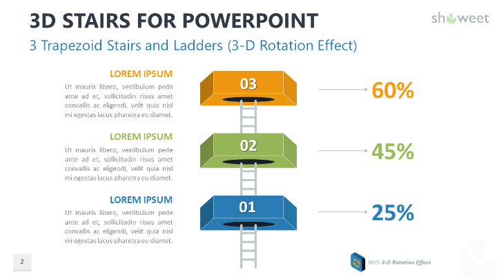 Escaleras 3D - Plantillas para PowerPoint diagram of trapezoid 