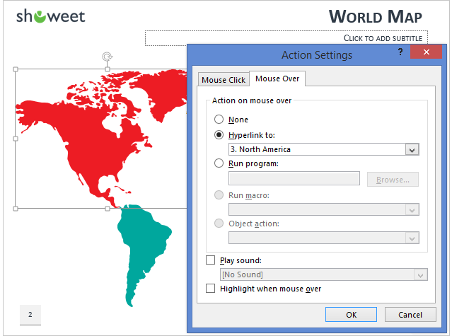 Carte du Monde PowerPoint avec actions hyperlien