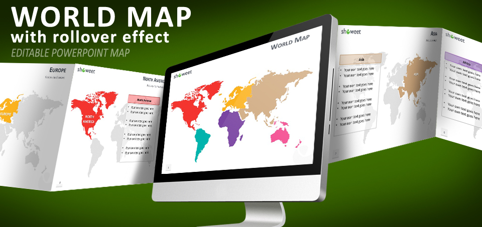 Free PowerPoint World Map with Rollover Effect
