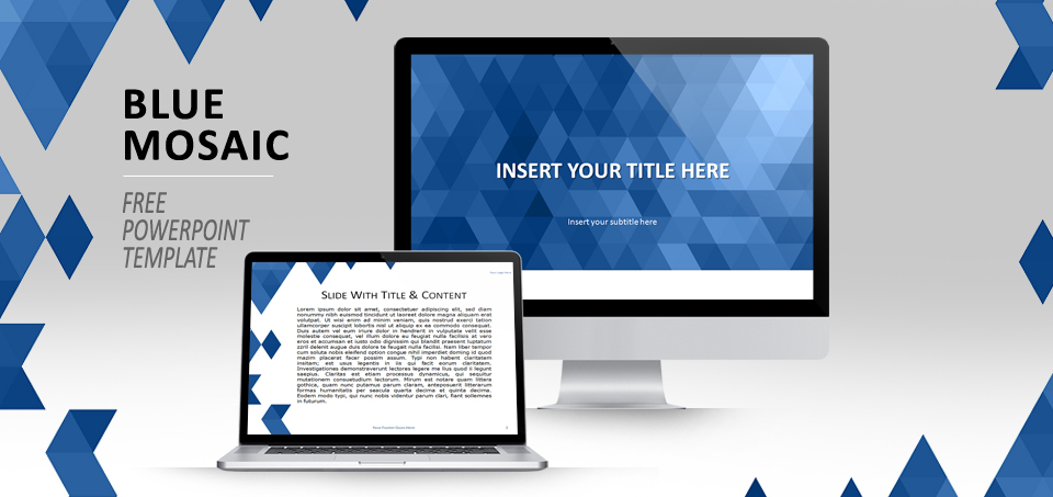 Blue mosaic template for PowerPoint